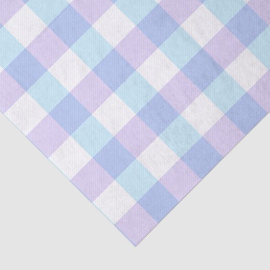 Blauer und lila Pastellgingham Seidenpapier (Ausschnitt)