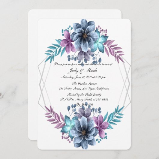Blauer und Lila Probe Einladung (Vorne/Hinten)