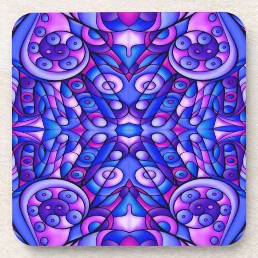 Blauer und lila psychedelischer Wirbel Getränkeuntersetzer (Vorderseite)