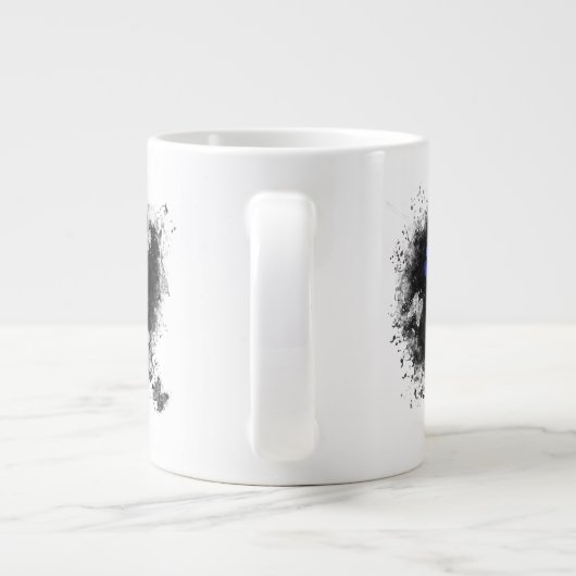 Blauer und Lila Ribbon Grunge Herz Jumbo-Tasse (Rückseite)