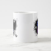 Blauer und Lila Ribbon Grunge Herz Jumbo-Tasse (Vorderseite)