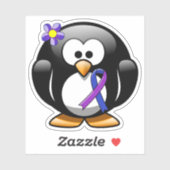 Blauer und Lila Ribbon-Pinguin Aufkleber (Blatt)