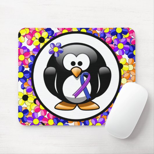 Blauer und Lila Ribbon-Pinguin Mousepad (Mit Mouse)