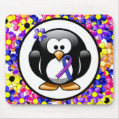 Blauer und Lila Ribbon-Pinguin Mousepad (Vorne)