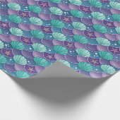 Blauer und Lila Seashell Geschenkpapier (Ecke)