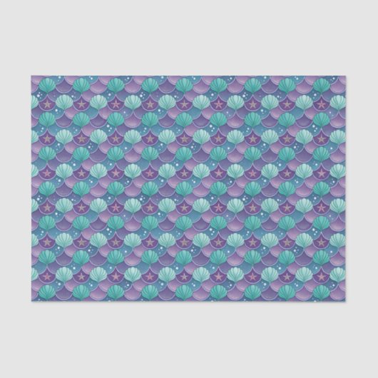 Blauer und Lila Seashell Seidenpapier (Vorderseite)