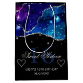 Blauer und Lila Silber Glitzer Galaxy Agate Sweet Mittlere Geschenktüte (Vorderseite)
