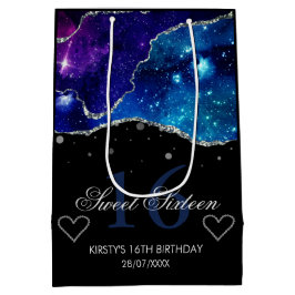 Blauer und Lila Silber Glitzer Galaxy Agate Sweet Mittlere Geschenktüte