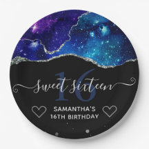 Blauer und Lila Silber Glitzer Galaxy Agate Sweet