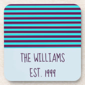 Blauer und Lila Streifen Getränkeuntersetzer (Vorderseite)