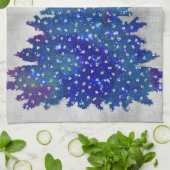 Blauer und lila WatercolorWeihnachtsbaum Geschirrtuch (Gefaltet)