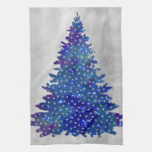 Blauer und lila WatercolorWeihnachtsbaum Geschirrtuch (Vertikal)