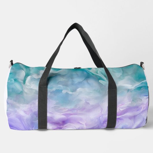 Blauer und lila Wolkenwirbel Duffle Bag (Vorderseite)