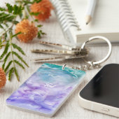 Blauer und lila Wolkenwirbel Schlüsselanhänger (Vorderseite rechts)