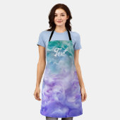 Blauer und lila Wolkenwirbel Schürze (Getragen)