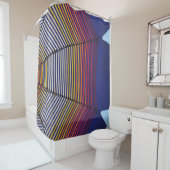 Blauer und mehrfarbiger Schirm Duschvorhang (Beispiel)
