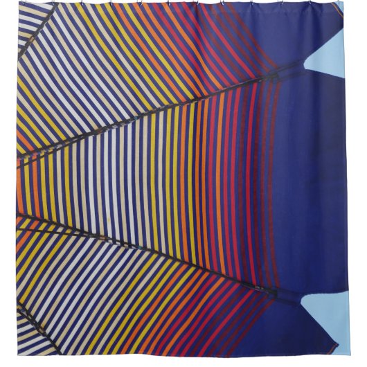 Blauer und mehrfarbiger Schirm Duschvorhang (Vorderseite)