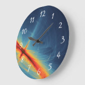 Blauer und orange abstrakter Entwurf Große Wanduhr (Winkel)
