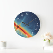 Blauer und orange abstrakter Entwurf Große Wanduhr (Zuhause)