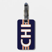 Blauer und orange Gepäckanhänger Chicagos (Rückseite vertikal)
