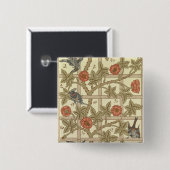 Blauer und orange Gittertapetenentwurf, 1864 Button (Vorne & Hinten)