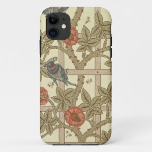 Blauer und orange Gittertapetenentwurf, 1864 iPhone 11 Hülle