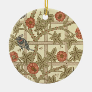 Blauer und orange Gittertapetenentwurf, 1864 Keramikornament