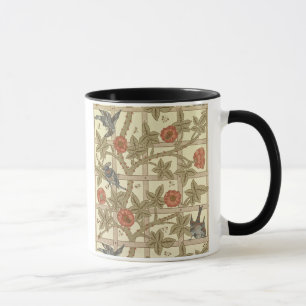 Blauer und orange Gittertapetenentwurf, 1864 Tasse