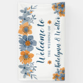 Blauer und orangefarbener Blume Begrüßungsbanner Banner (Vertikal)