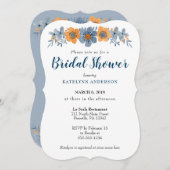 Blauer und orangefarbener Blume - Einladungen (Vorne/Hinten)