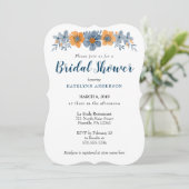 Blauer und orangefarbener Blume - Einladungen (Stehend Vorderseite)