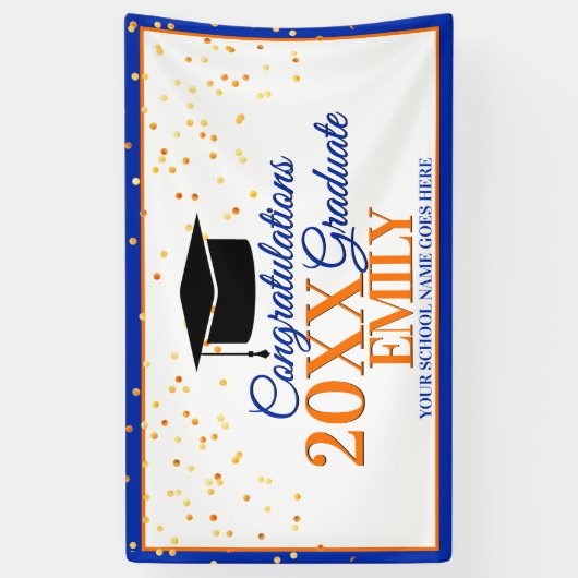 Blauer und orangefarbener Glückwunsch Graduate Banner (Vertikal)