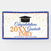 Blauer und orangefarbener Glückwunsch Graduate Banner (Horizontal)