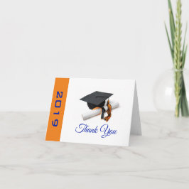 Blauer und orangefarbener Graduierungsdeckel und T Dankeskarte