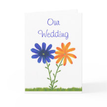 Blauer und orangefarbener Hochzeitsempfang, Blume