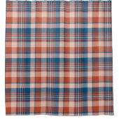 Blauer und orangefarbener Karierter Duschvorhang (Vorderseite)