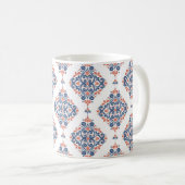 Blauer und orangefarbener, nahtloser Schnitt. Vint Kaffeetasse (VorderseiteRechts)