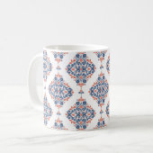 Blauer und orangefarbener, nahtloser Schnitt. Vint Kaffeetasse (Vorderseite Links)