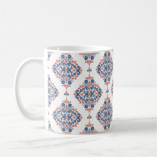 Blauer und orangefarbener, nahtloser Schnitt. Vint Kaffeetasse