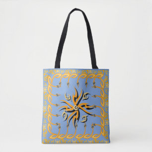 Blauer und orangener Stammesdruck Tasche