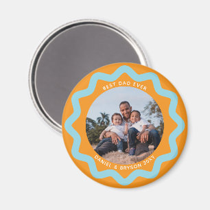 Blauer und orangener welliger Kreis-Fotorahmen mit Magnet