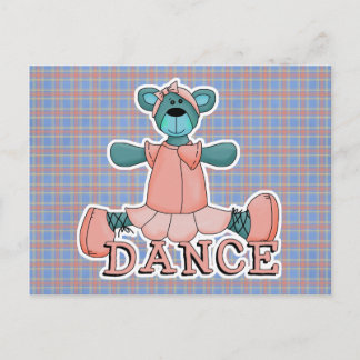 Blauer und rosa Ballerina-Tanzbär Postkarte