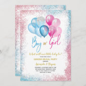 Blauer und rosa Ballon Geschlechtsverkehr - Einlad Einladung (Vorne/Hinten)