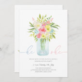 Blauer und rosa Bläschen Einladung (Vorne/Hinten)