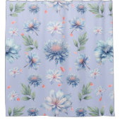 Blauer und rosa Blume Duschvorhang (Vorderseite)