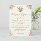 Blauer und rosa Blume - Goldkreuz - Einladung zur (Stehend Vorderseite)