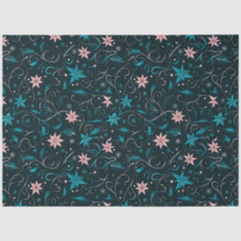 Blauer und rosa Blumen und Weinreben Weihnachten Seidenpapier