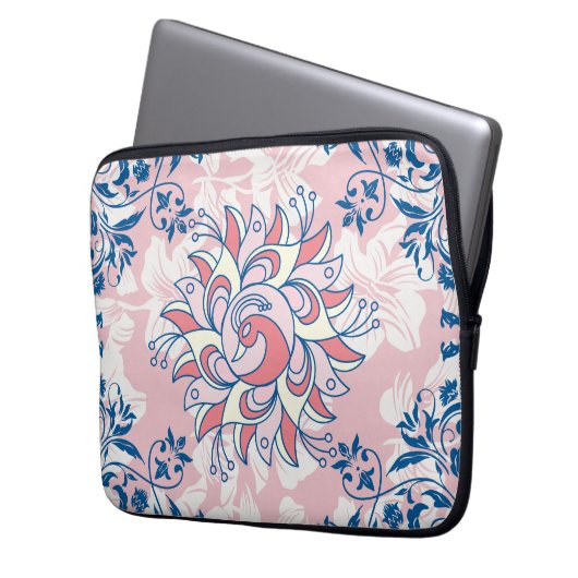 Blauer und rosa Blumenstrauß, helles Leben Laptopschutzhülle (Vorderseite Links)