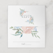 Blauer und rosa Blumentisch Platzkarte (Außenseite Aufgefaltet)