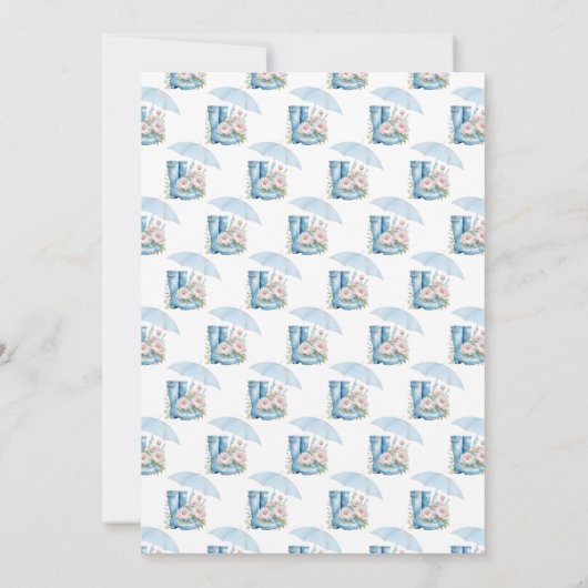 Blauer und rosa Blütendusche Einladung (Rückseite)